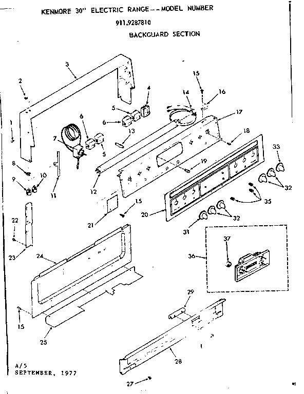 Kenmore 9119287810 backguard section diagram