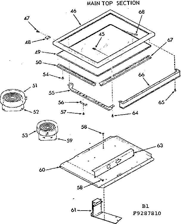 Kenmore 9119287810 main top section diagram