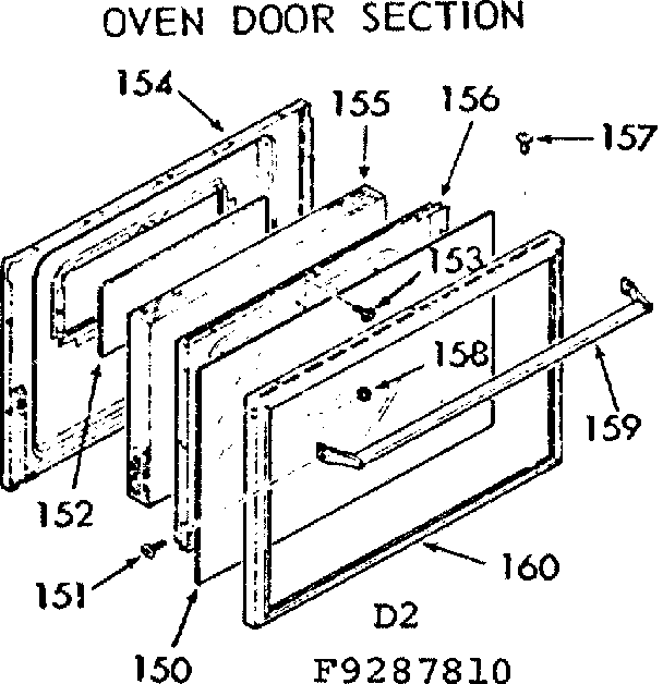Kenmore 9119287810 oven door section diagram