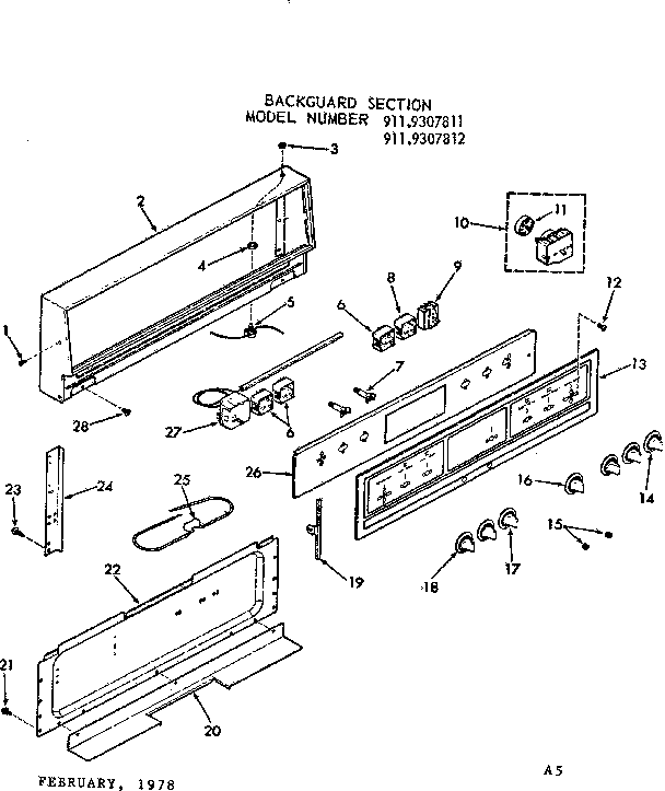 Kenmore 9119307812 backguard section diagram