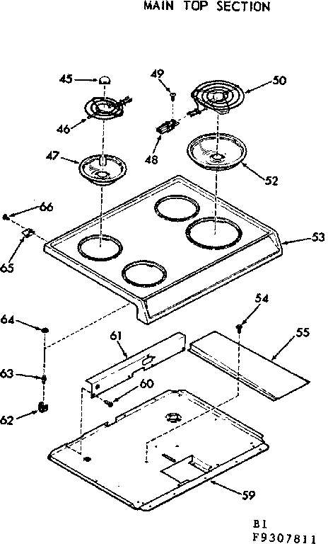 Kenmore 9119307812 main top section diagram