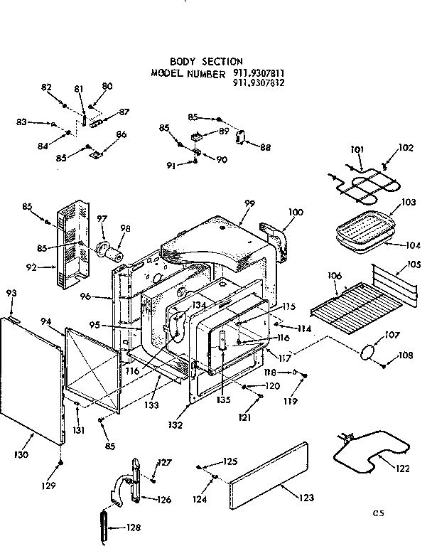 Kenmore 9119307812 body section diagram