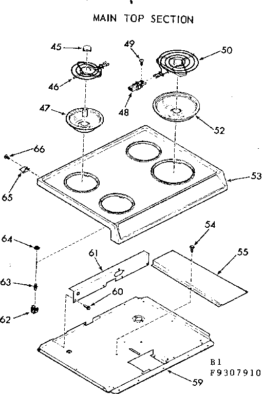 Kenmore 9119307910 main top section diagram