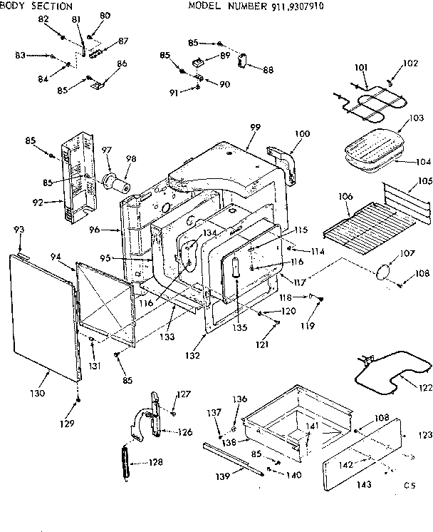 Kenmore 9119307910 body section diagram