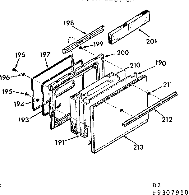 Kenmore 9119307910 oven door section diagram