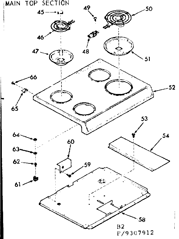 Kenmore 9119307912 main top section diagram
