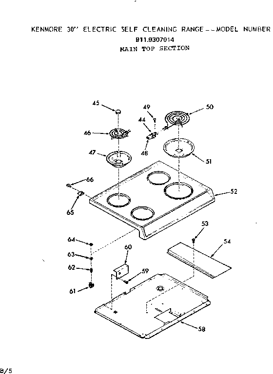 Kenmore 9119307914 main top section diagram