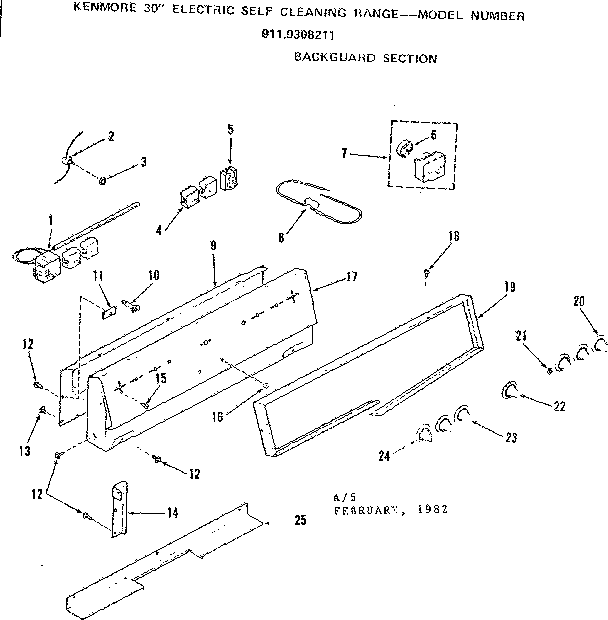 Kenmore 9119308211 backguard section diagram