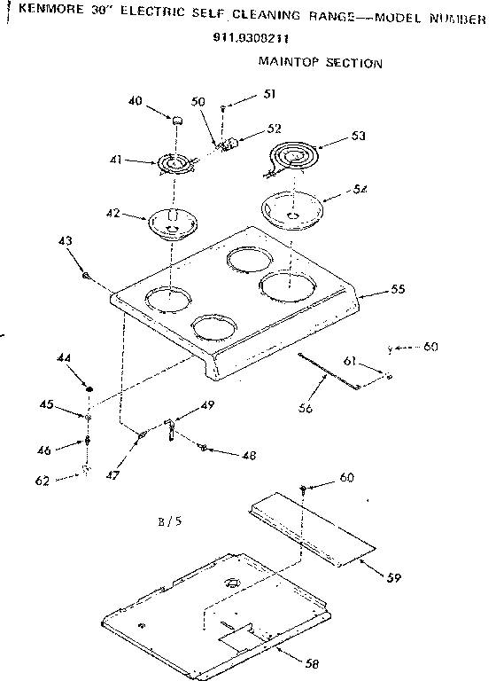 Kenmore 9119308211 maintop section diagram
