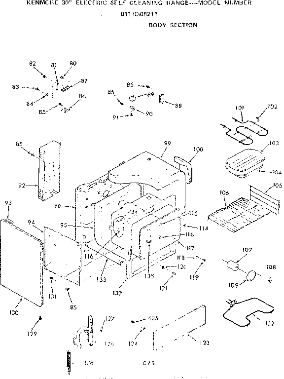 Kenmore 9119308211 body section diagram
