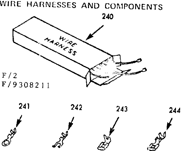 Kenmore 9119308211 wire harness and components diagram