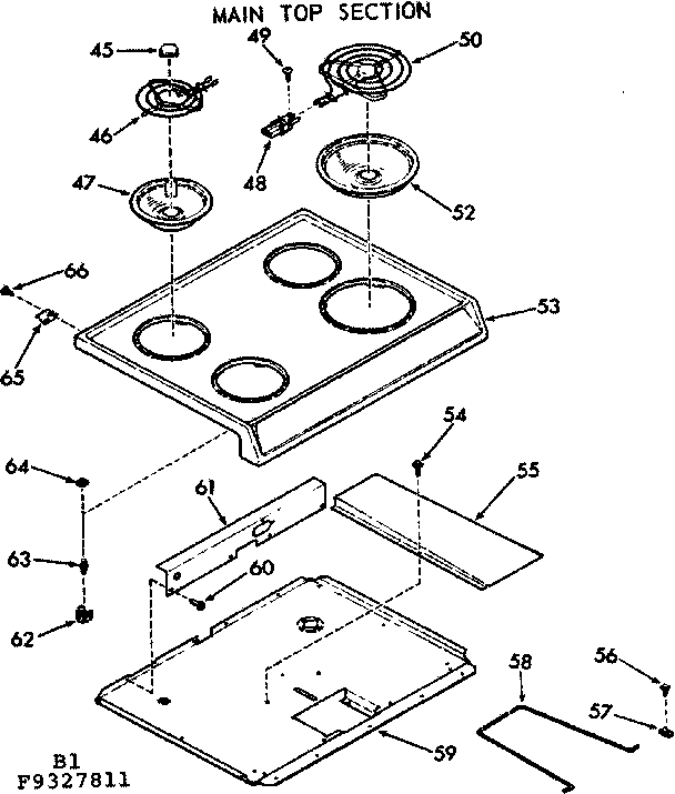 Kenmore 9119327812 main top section diagram