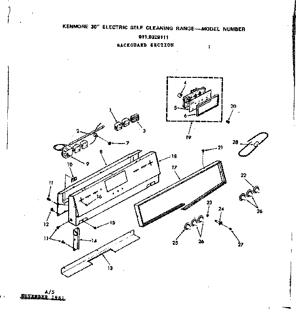 Kenmore 9119328111 backguard section diagram