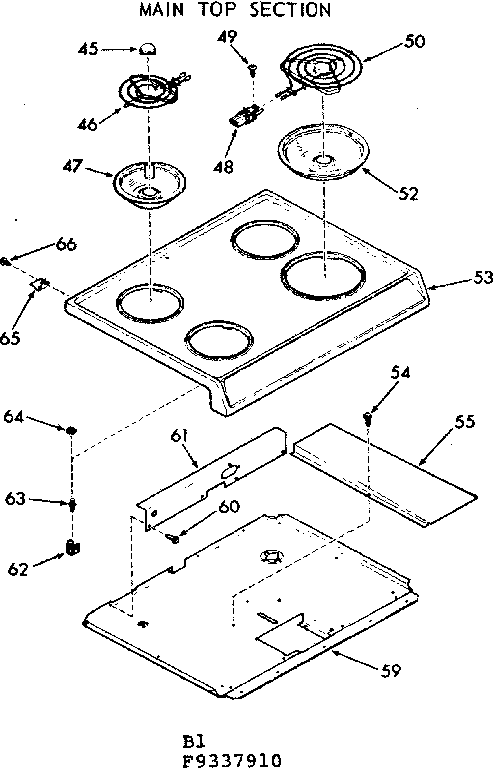 Kenmore 9119337910 main top section diagram