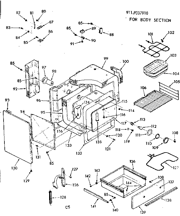 Kenmore 9119337910 body section diagram
