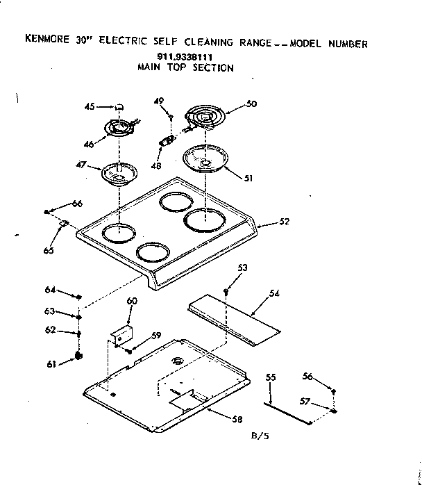 Kenmore 9119338111 main topsection diagram