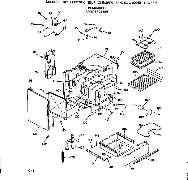 Kenmore 9119338111 body section diagram