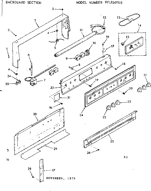 Kenmore 9119347910 backguard section diagram