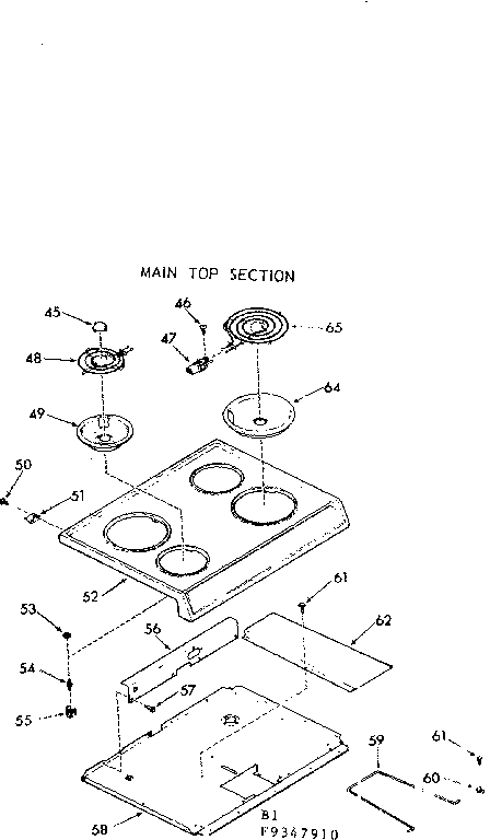 Kenmore 9119347910 main top section diagram