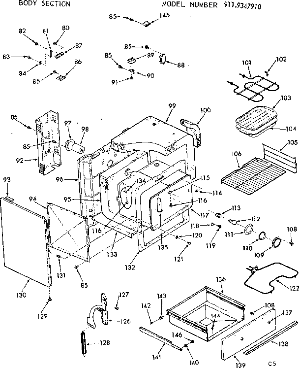 Kenmore 9119347910 body section diagram