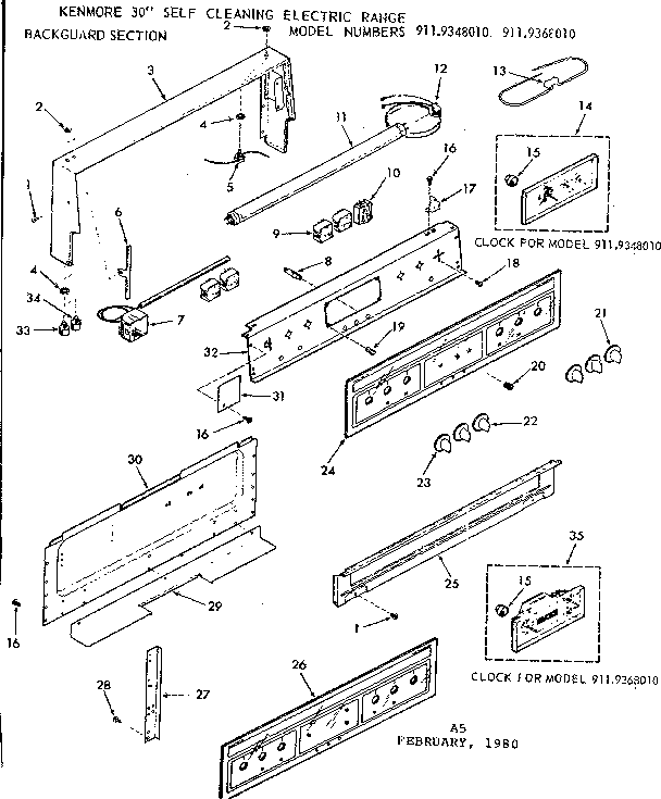Kenmore 9119368010 backguard section diagram