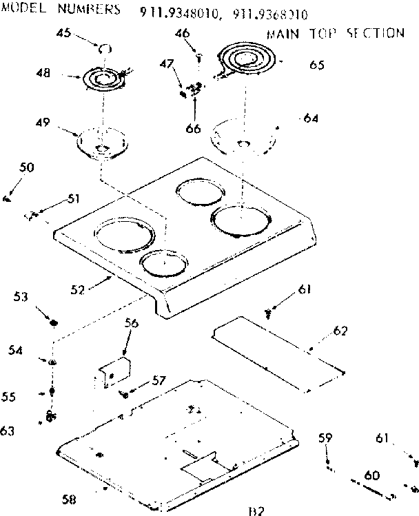 Kenmore 9119368010 main top section diagram