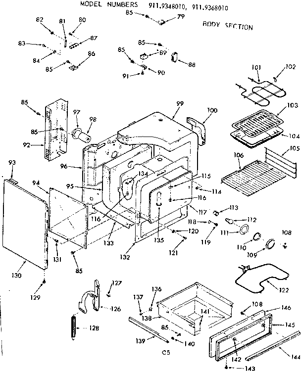 Kenmore 9119368010 body section diagram