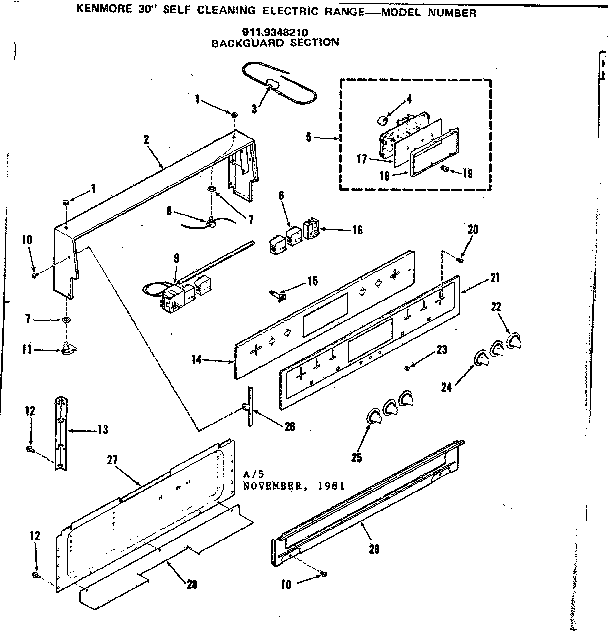 Kenmore 9119348210 backguard section diagram