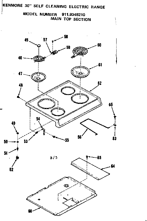 Kenmore 9119348210 main top section diagram