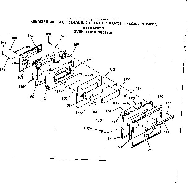 Kenmore 9119348210 oven door section diagram