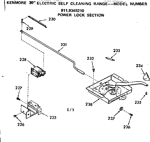 Kenmore 9119348210 power lock section diagram