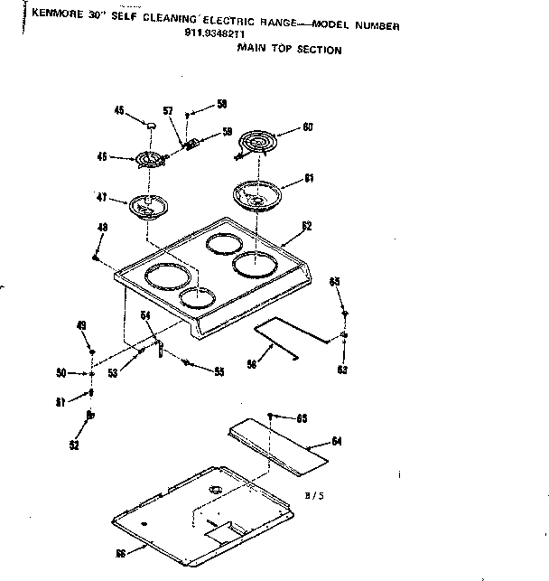 Kenmore 9119348211 maintop section diagram