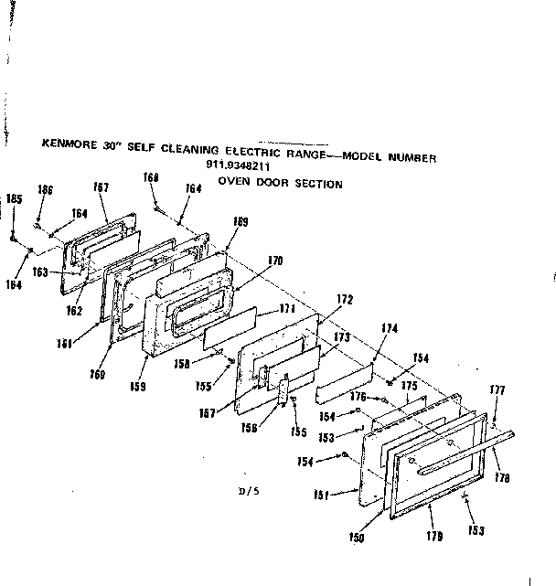 Kenmore 9119348211 oven door section diagram