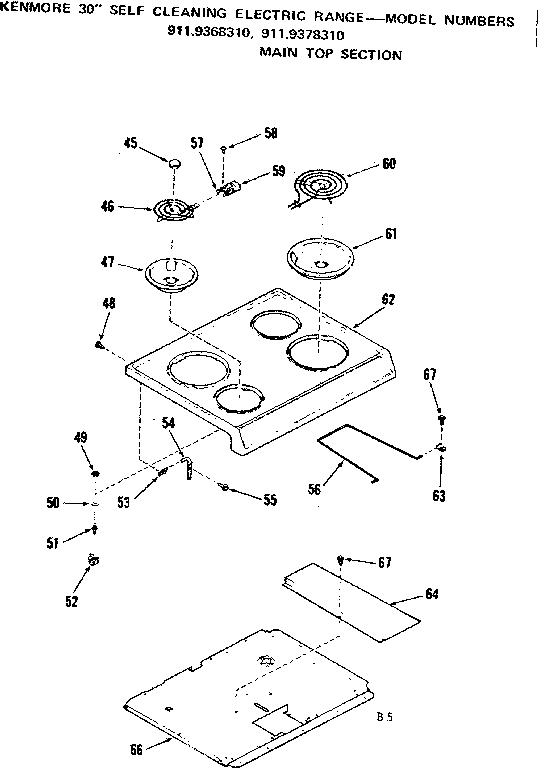 Kenmore 9119378310 main top section diagram