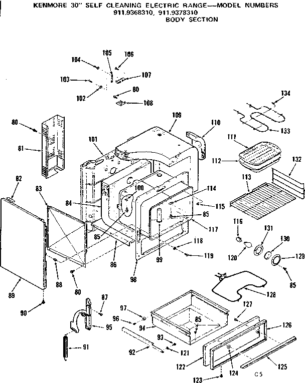 Kenmore 9119378310 body section diagram