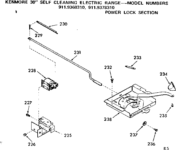 Kenmore 9119378310 power lock section diagram