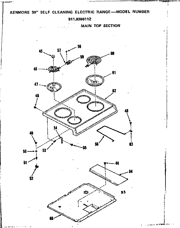 Kenmore 9119388112 maintop section diagram