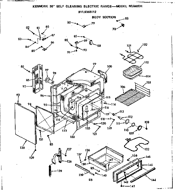 Kenmore 9119388112 body section diagram