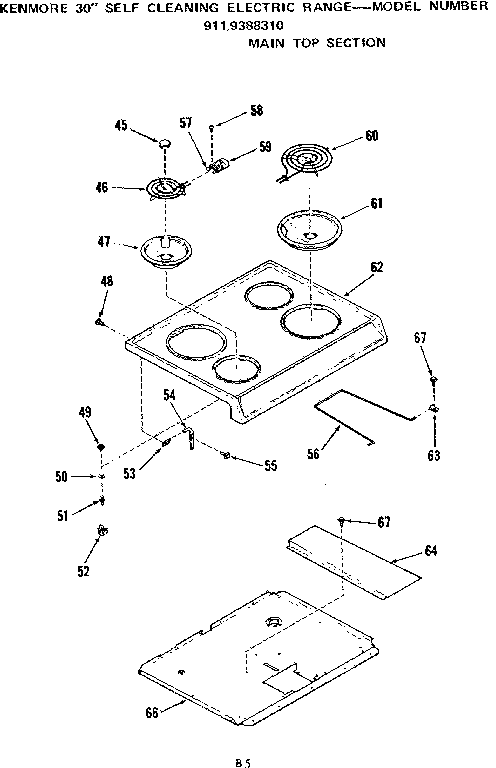 Kenmore 9119388310 main top section diagram