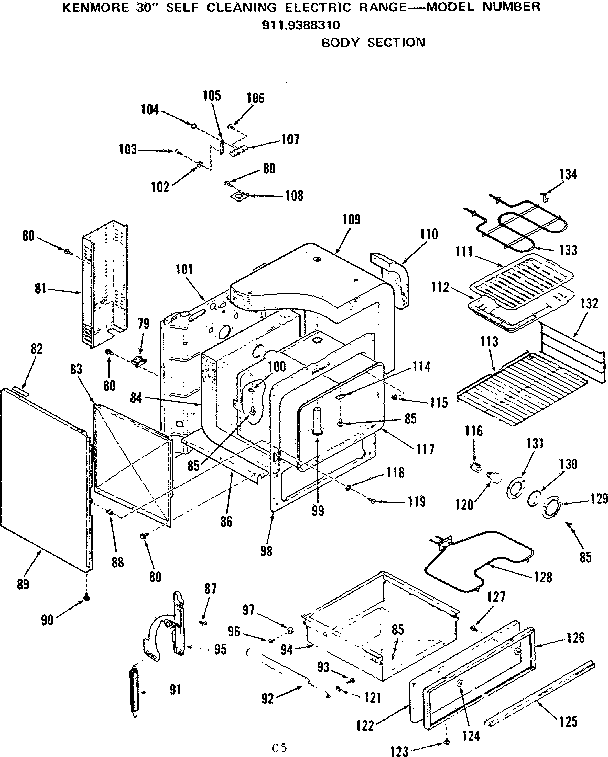 Kenmore 9119388310 body section diagram