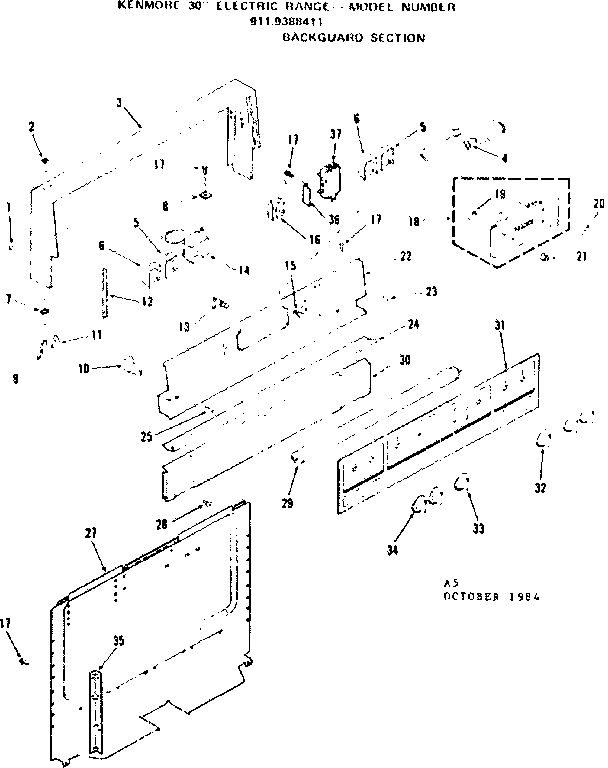 Kenmore 9119388411 backguard section diagram