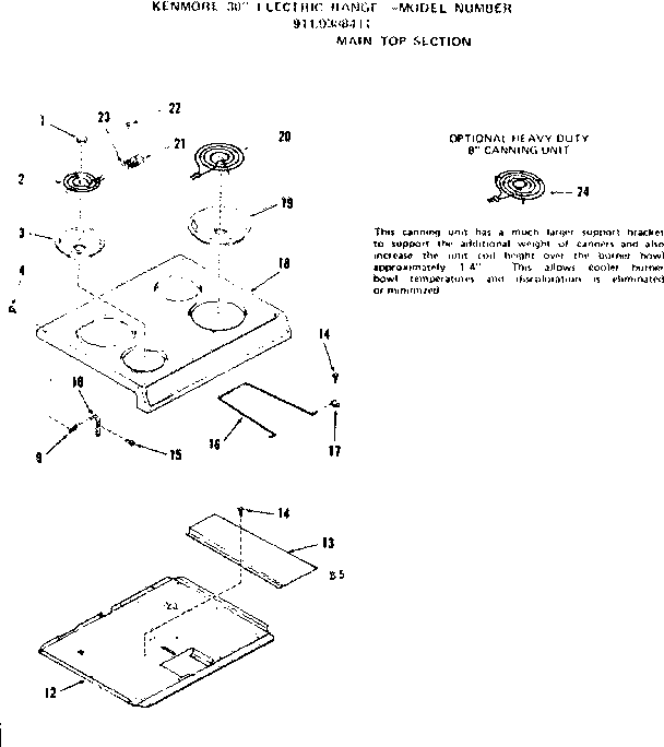 Kenmore 9119388411 main top section diagram