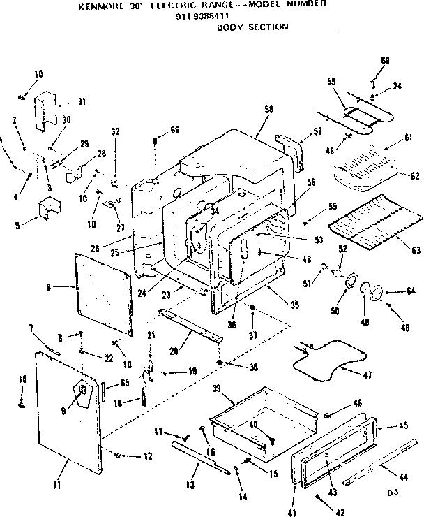Kenmore 9119388411 body section diagram