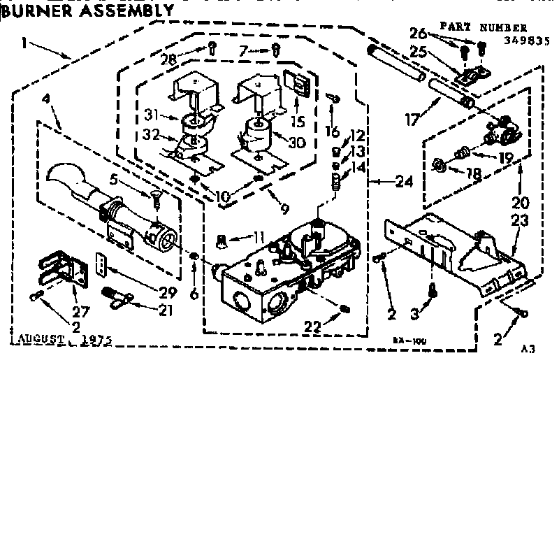 Kenmore 110349835 burner assembly diagram
