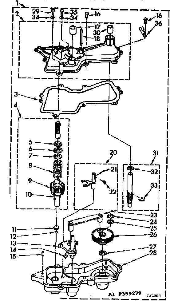 Kenmore 11084416610 gearcase/transmission diagram