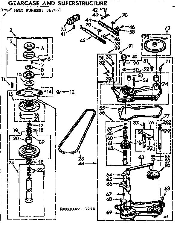 Kenmore 11074490410 gearcase/transmission diagram
