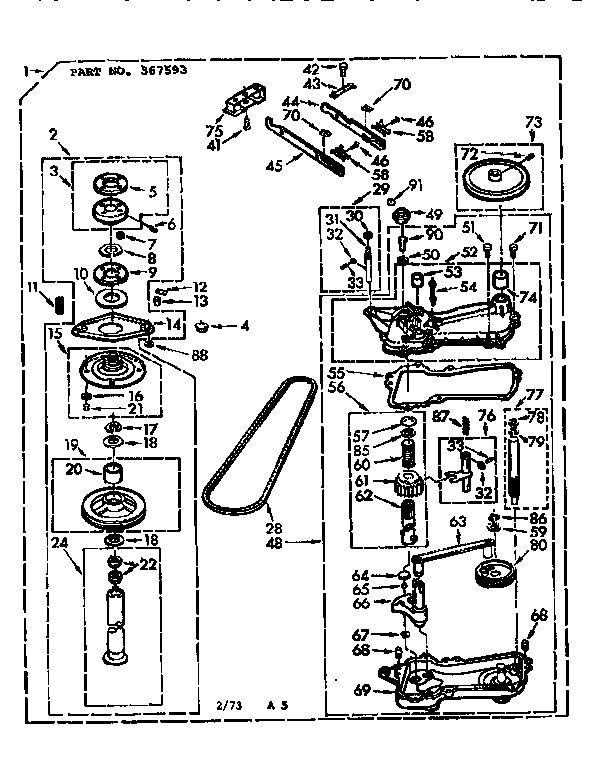 Kenmore 11073490610 gearcase/transmission diagram
