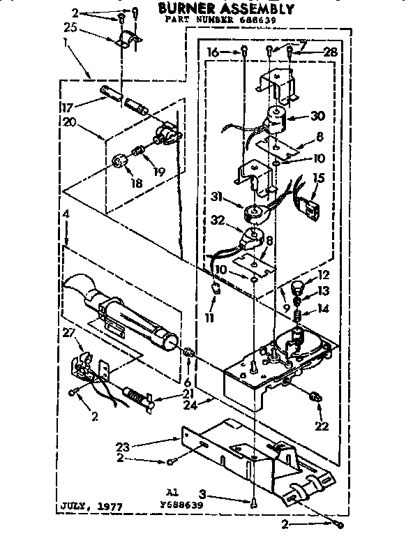 Kenmore 11077433100 burner assembly diagram