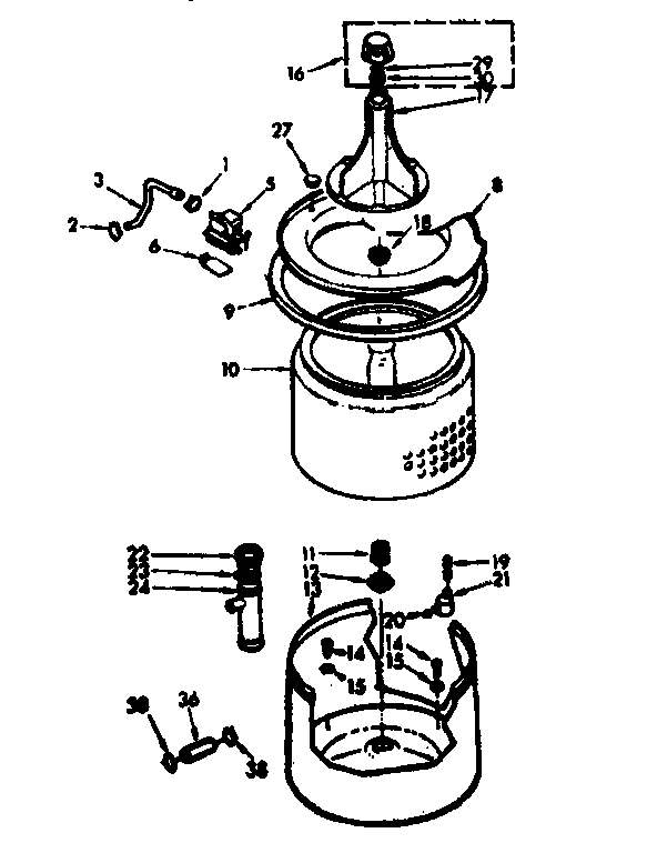 Kenmore 1106804113 tub and basket assembly diagram