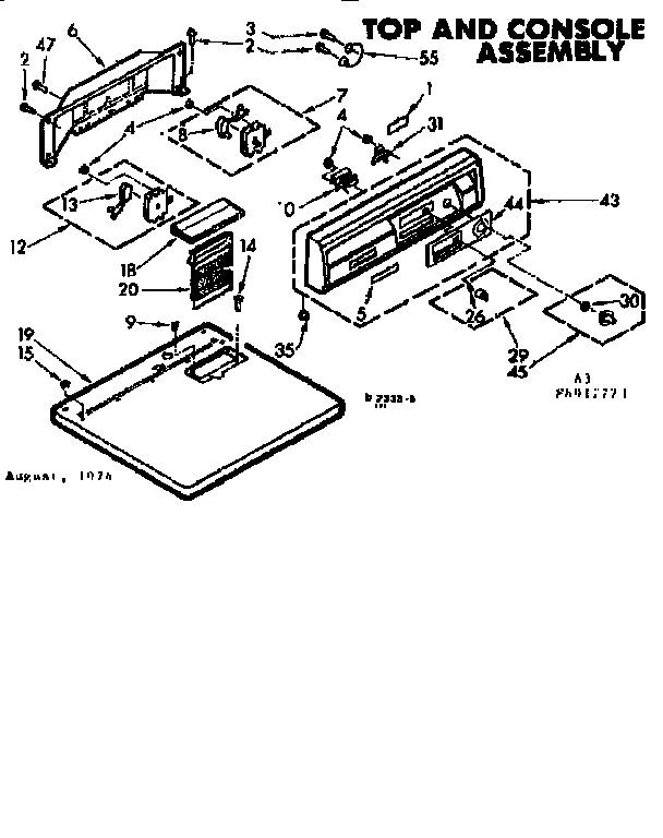 Kenmore 1106917723 top and console asm diagram